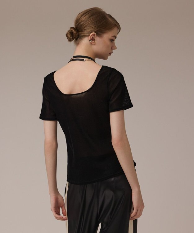 GRACE CONTINENTAL フロッキーチュールカットトップ ブラック