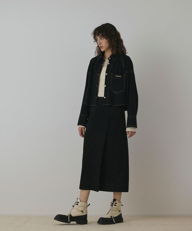 GRACE CONTINENTAL フェイクスウェードブラウス ブラック