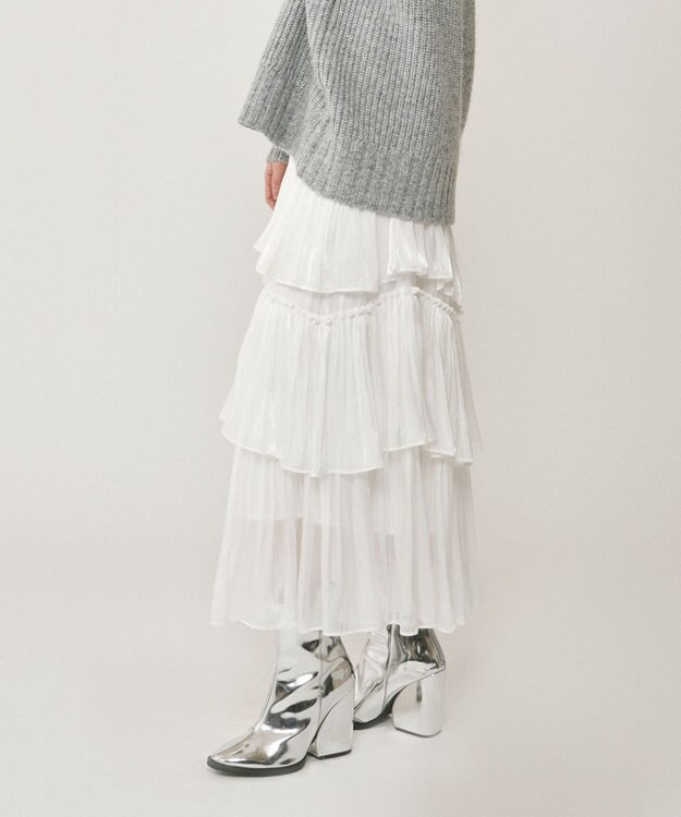 GRACE CONTINENTAL イレギュラーティアードスカート ホワイト