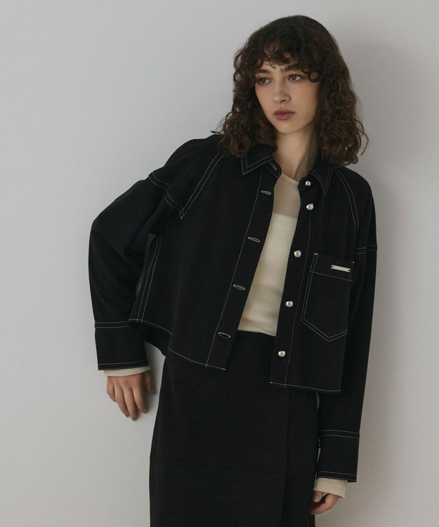 GRACE CONTINENTAL フェイクスウェードブラウス ブラック