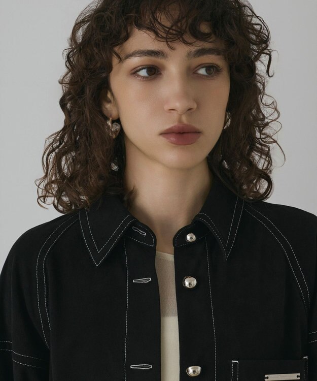 GRACE CONTINENTAL フェイクスウェードブラウス ブラック