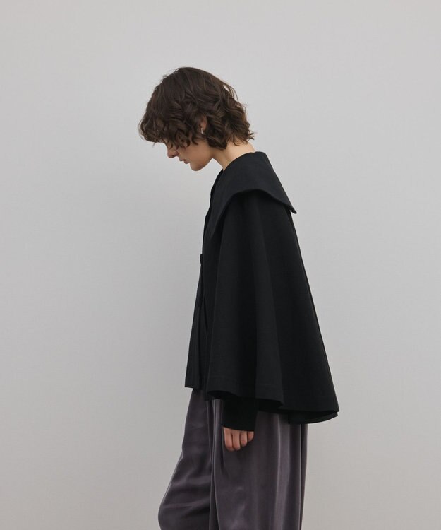 GRACE CONTINENTAL リネンオックスケープジャケット ブラック