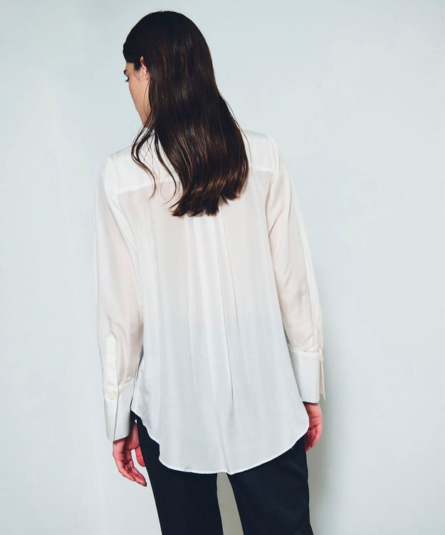 GRACE CONTINENTAL シルクコンビドレスシャツ ホワイト