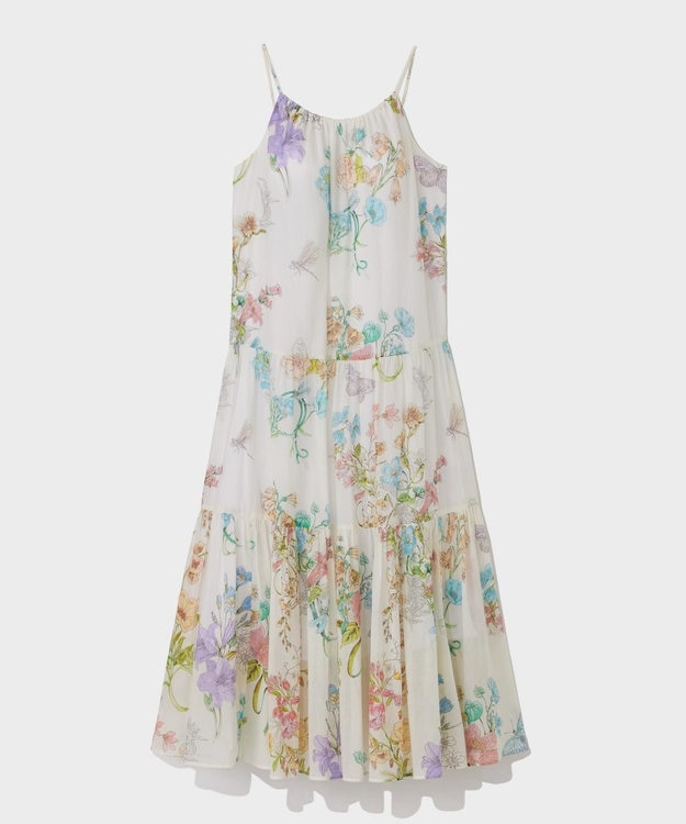 GRACE CONTINENTAL ボタニカルティアードドレス キナリ