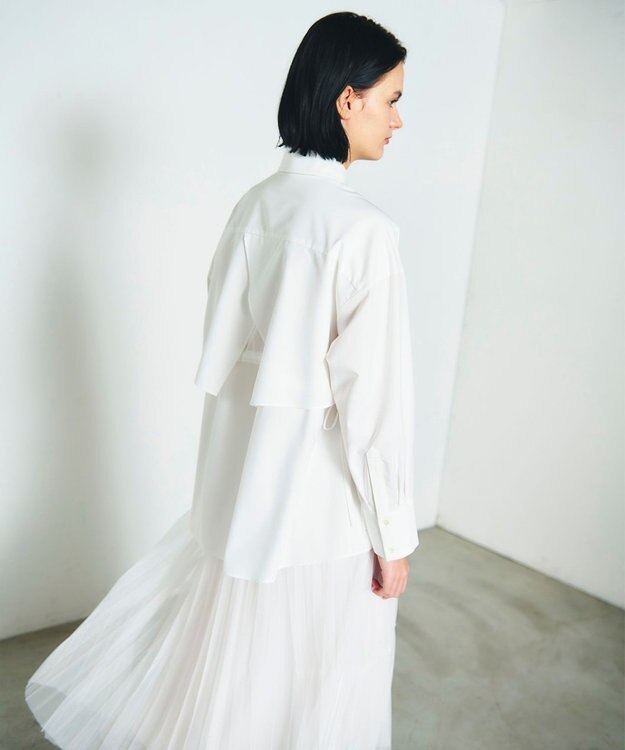 GRACE CONTINENTAL チュールレイヤードシャツ 白 36 長袖 チュールレイヤードシャツ / GRACE CONTINENTAL | GRACE