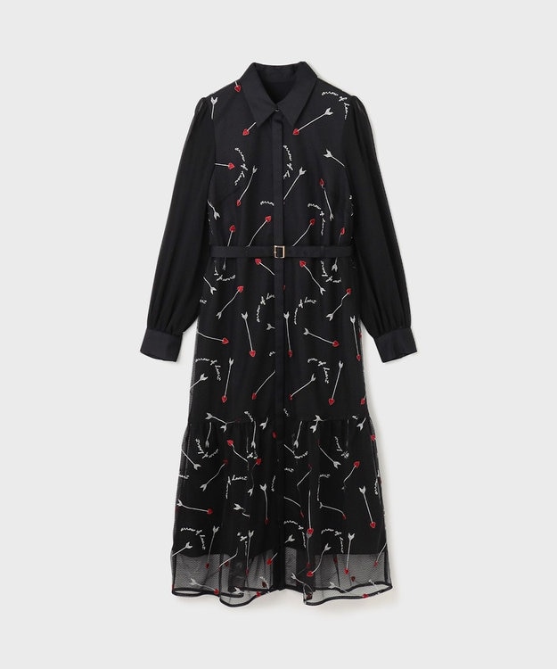 GRACE CONTINENTAL ハートアロー刺繍ワンピース ブラック