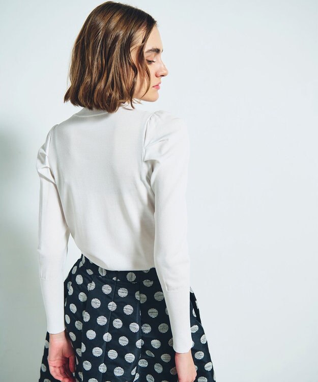 GRACE CONTINENTAL タックスリーブニットトップ ホワイト