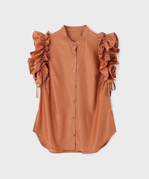 GRACE CONTINENTAL マルチフリルノースリーブブラウス ブラウン