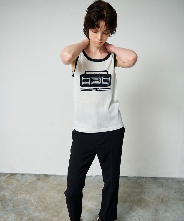 GRACE CONTINENTAL ラメニットノースリーブ ホワイト