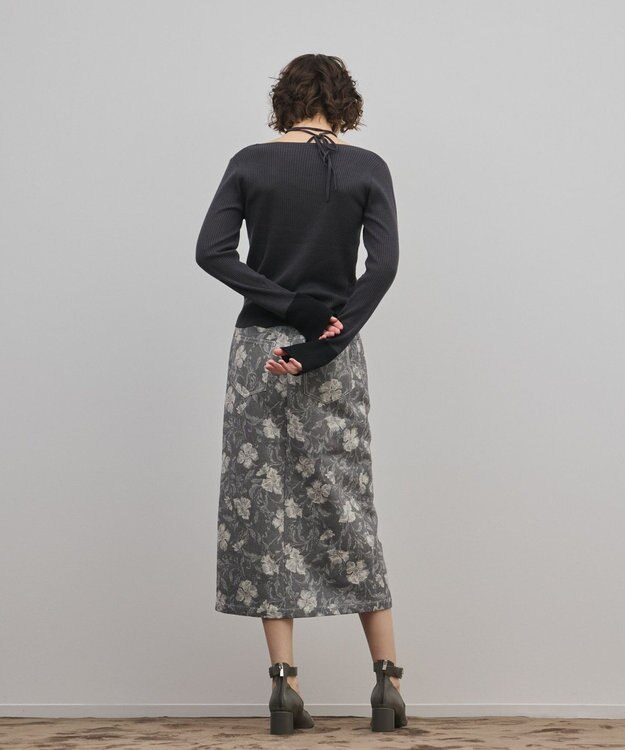 GRACE CONTINENTAL バイカラーリブニットトップ チャコール