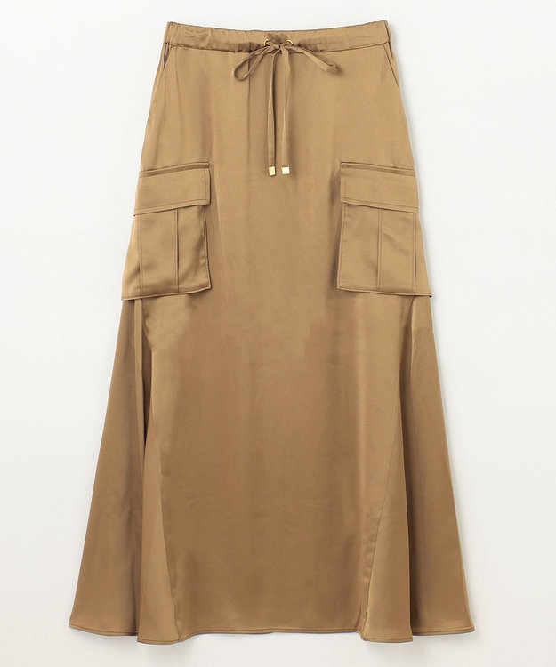 GRACE CONTINENTAL サテンミリタリーロングスカート カーキ