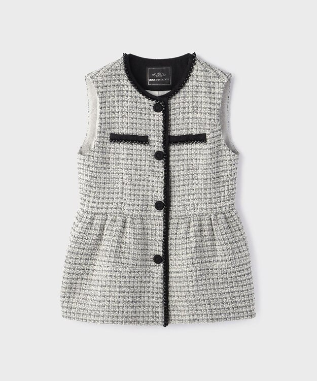 GRACE CONTINENTAL ツイードペプラムベスト ホワイト