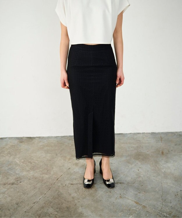 GRACE CONTINENTAL ラッセルメッシュスカート ブラック