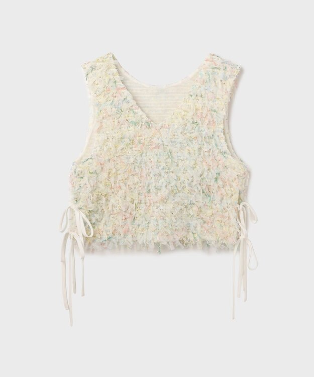 GRACE CONTINENTAL フリンジチュールベスト キナリ