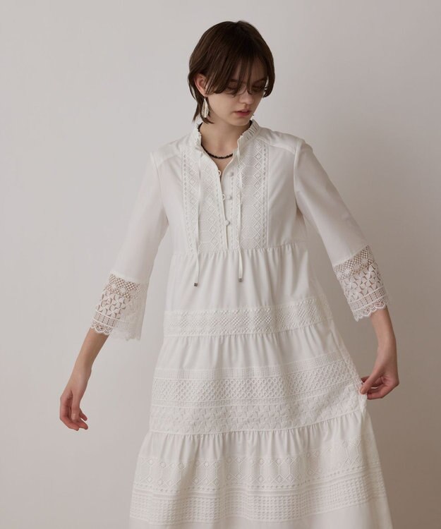 GRACE CONTINENTAL レースコンビワンピース ホワイト
