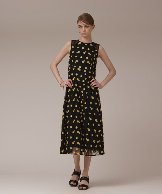 GRACE CONTINENTAL バイカラーレースワンピース ブラック