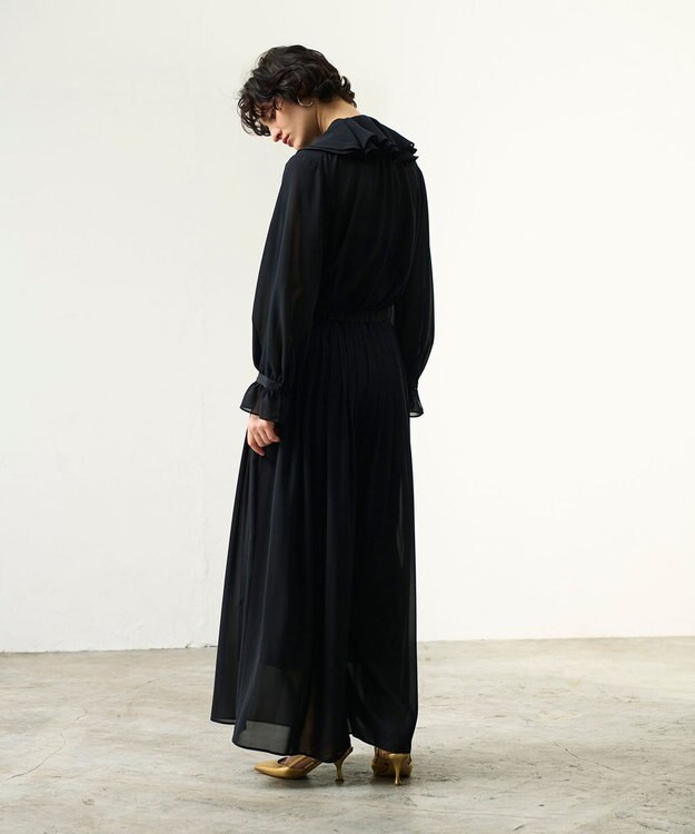 GRACE CONTINENTAL シアーラッフルカラーブラウス ブラック