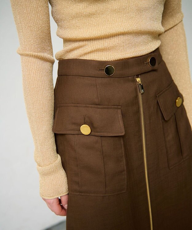 GRACE CONTINENTAL バイカラージップスカート ブラウン