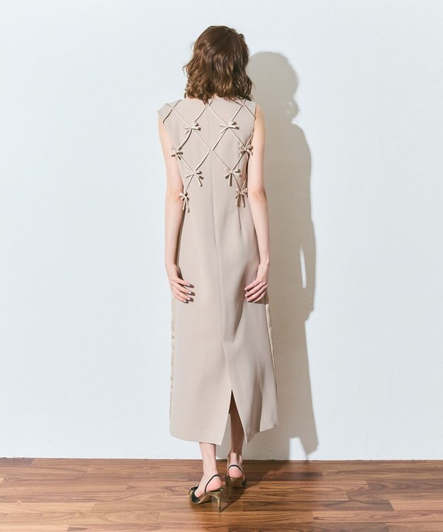 GRACE CONTINENTAL リボンモチーフドレス ベージュ