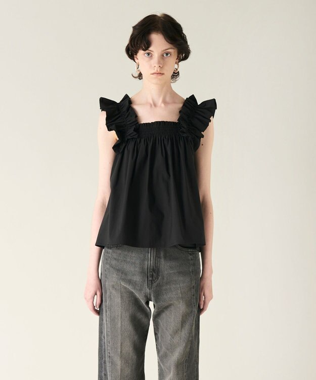 GRACE CONTINENTAL ショルダーフリルトップ ブラック
