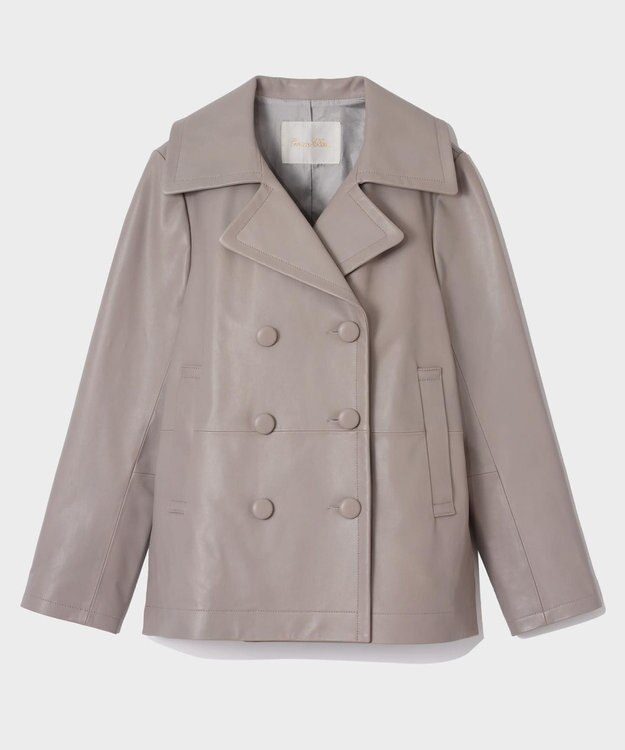 GRACE CONTINENTAL ラムレザーＰコート グレー