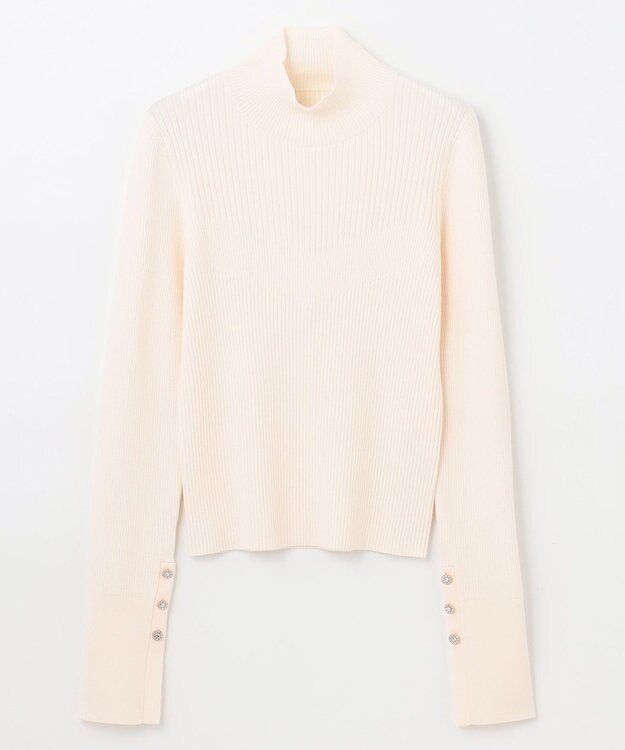 GRACE CONTINENTAL ビジューリブニットトップ ホワイト