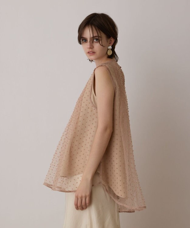 GRACE CONTINENTAL シアージャガードカットトップ ベージュ