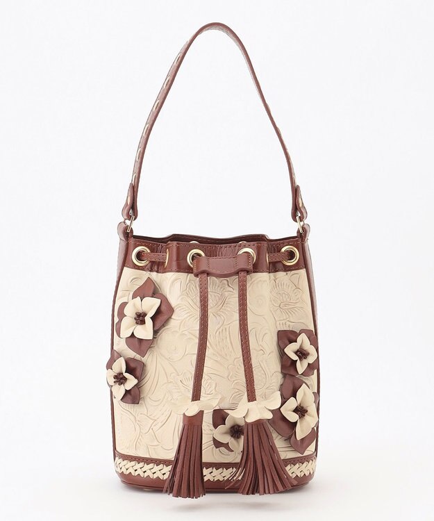 GRACE CONTINENTAL Flower Motif Bag ダークブラウン