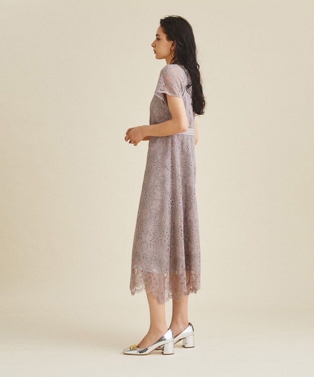 GRACE CONTINENTAL レースパッチワークドレス　グレー GRACE CONTINENTAL｜レースパッチワークドレス | Rakuten