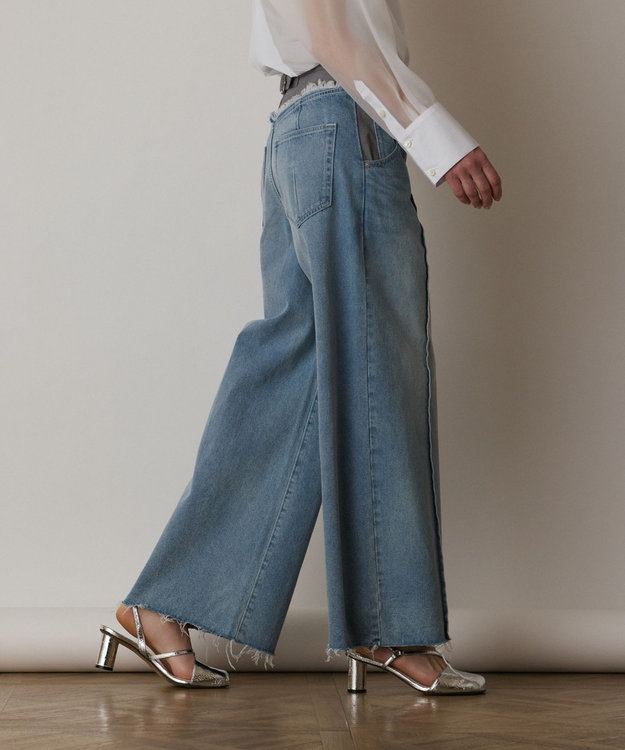 GRACE CONTINENTAL コンビデニムワイドパンツ グレー