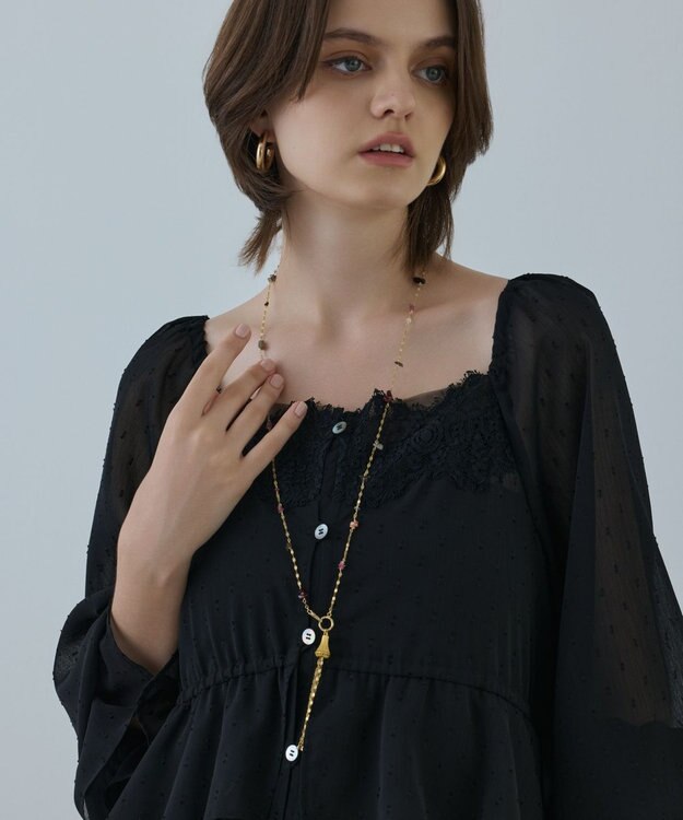 GRACE CONTINENTAL レースコンビカットジャガードワンピース ブラック