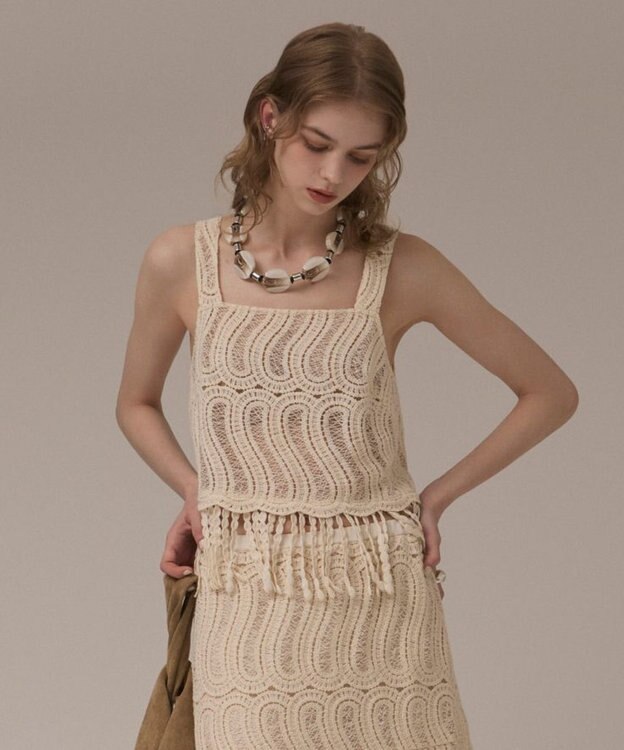 GRACE CONTINENTAL クロシェレースキャミ キナリ