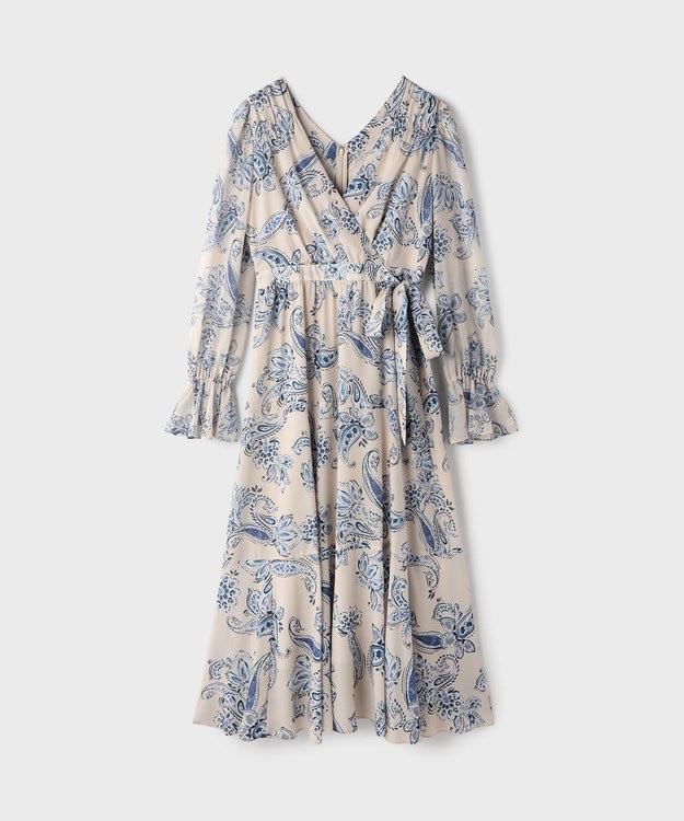 GRACE CONTINENTAL ペイズリーカシュクールワンピース ベージュ