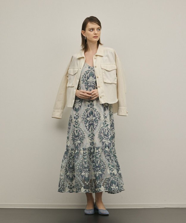 GRACE CONTINENTAL オーナメントembワンピース ブルー