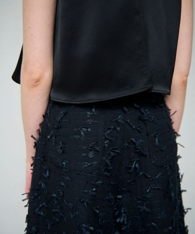 GRACE CONTINENTAL リボンヤーンフレアパンツ ブラック