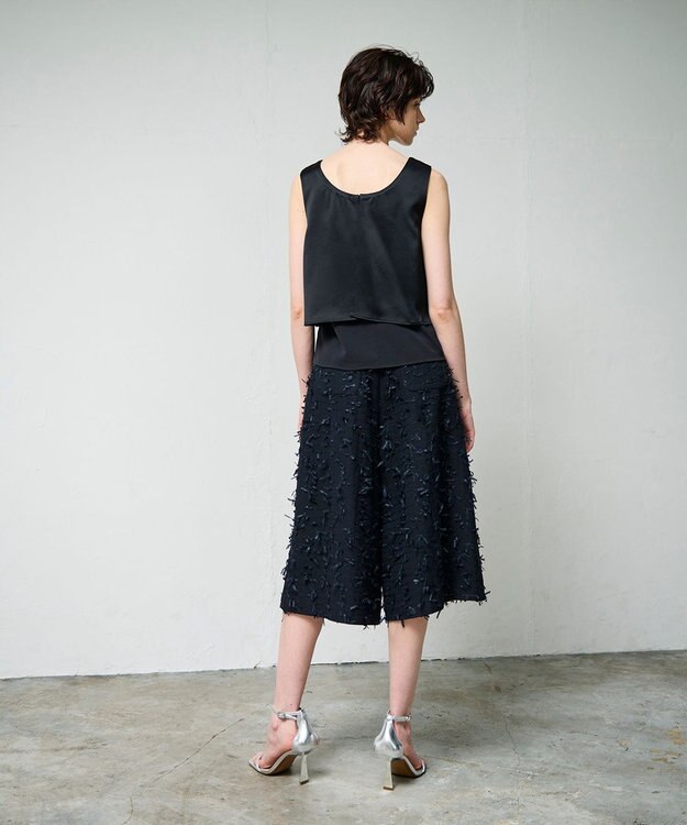 GRACE CONTINENTAL リボンヤーンフレアパンツ ブラック