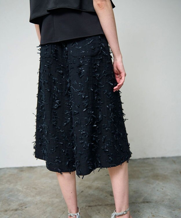 GRACE CONTINENTAL リボンヤーンフレアパンツ ブラック