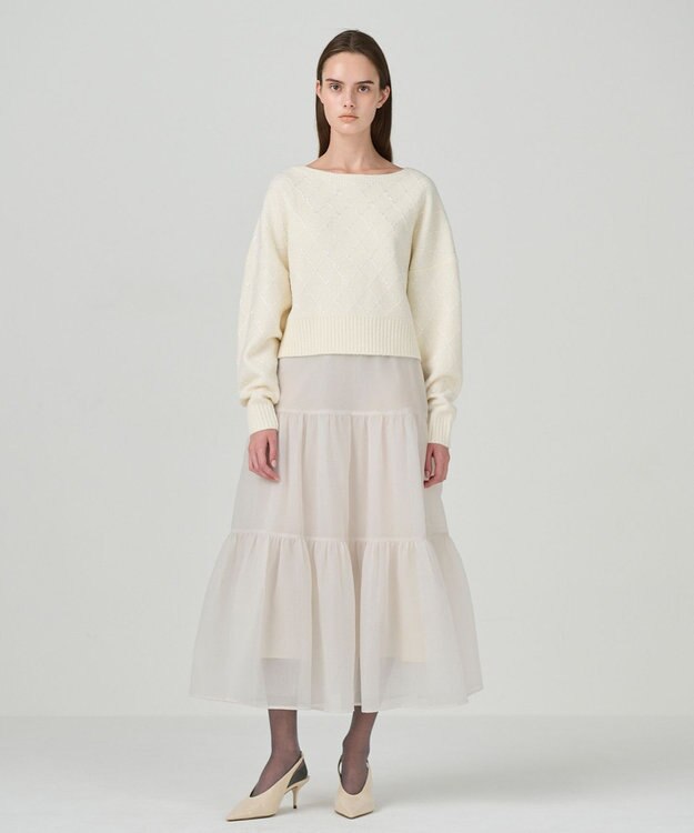 GRACE CONTINENTAL スパークルニットトップ ホワイト