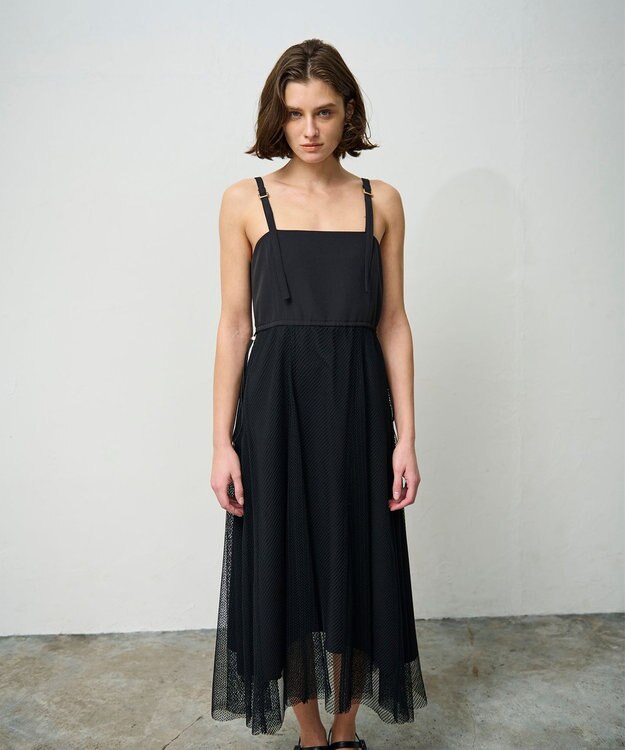 GRACE CONTINENTAL メッシュコンビキャミワンピース ブラック