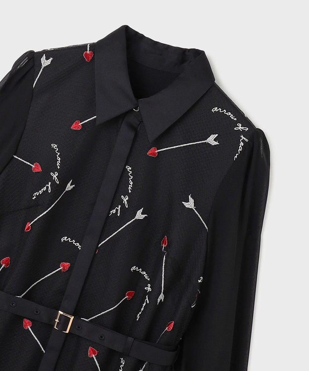 GRACE CONTINENTAL ハートアロー刺繍ワンピース ブラック