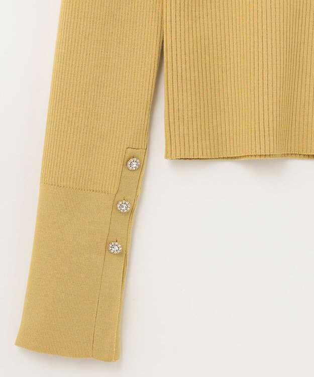 GRACE CONTINENTAL ビジューリブニットトップ イエロー