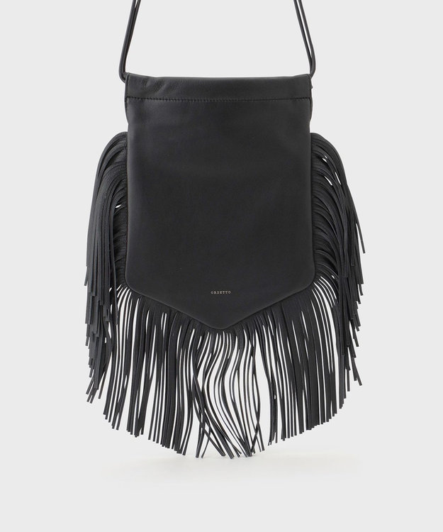 GRACE CONTINENTAL ORSETTO フリンジバッグ ブラック
