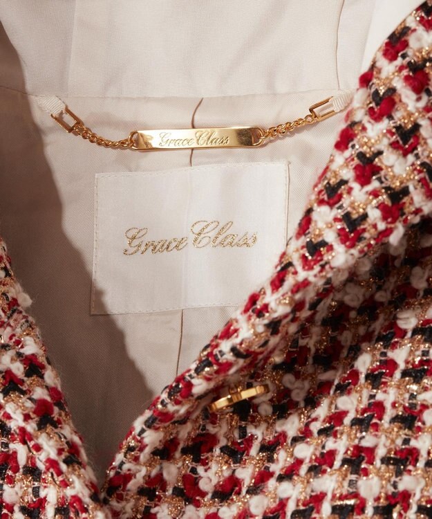 GRACE CONTINENTAL ツイードフードコート マルチ