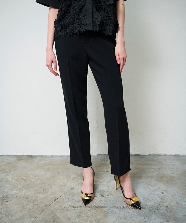 GRACE CONTINENTAL ダブルクロススリムパンツ ブラック