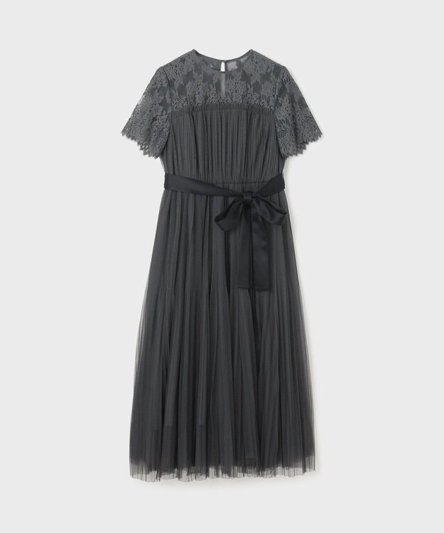 GRACE CONTINENTAL チュールプリーツドレス グレー