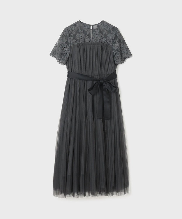 GRACE CONTINENTAL チュールプリーツドレス グレー