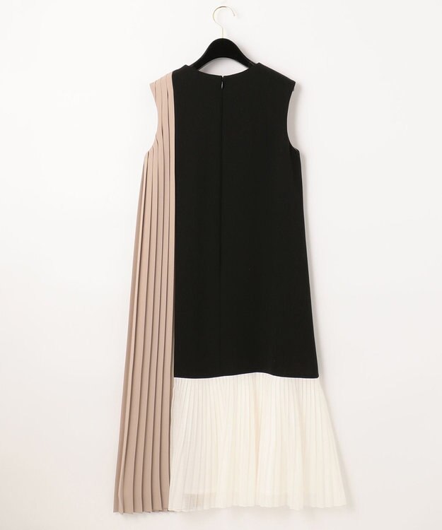 GRACE CONTINENTAL カラーブロックプリーツワンピース ブラック