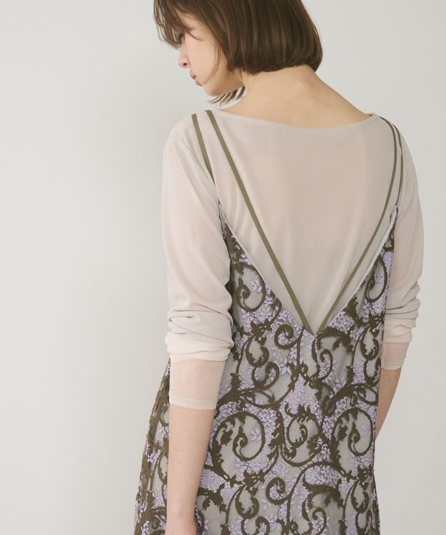 GRACE CONTINENTAL レースキャミロングワンピース カーキ