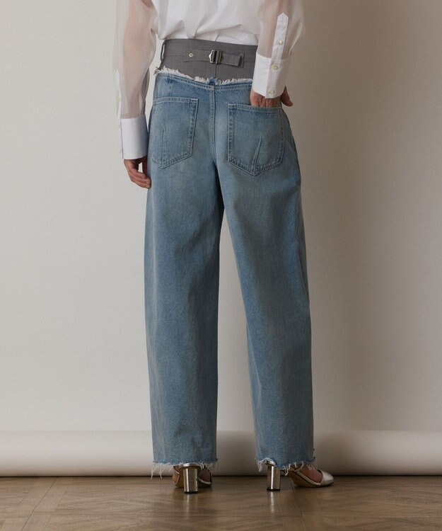 GRACE CONTINENTAL コンビデニムワイドパンツ グレー