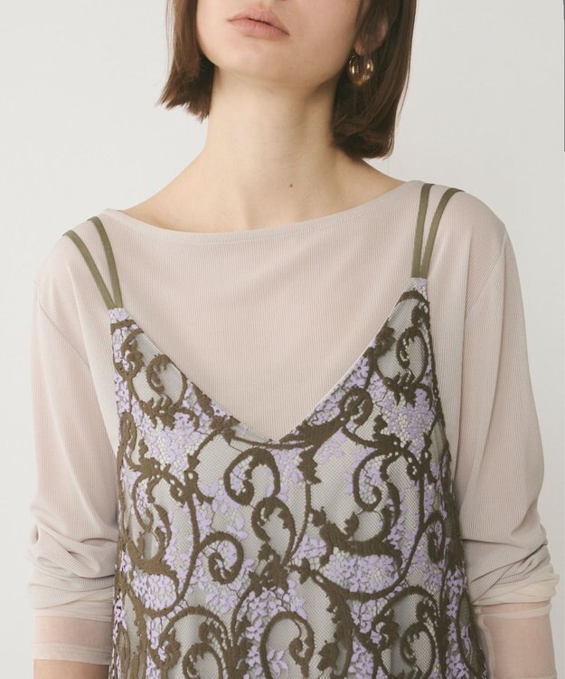 GRACE CONTINENTAL レースキャミロングワンピース カーキ